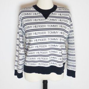 Tommy Hilfiger Logo knit Navy Blue Sweater Size Small-baggy fit